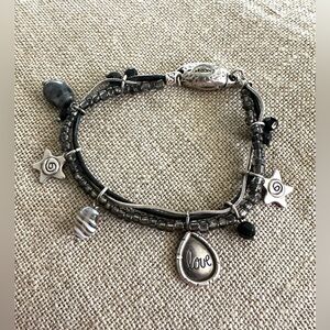 Chico's Mixed Media Charm Bracelet Bangle Boho Festival Love Star Gemstone Rare